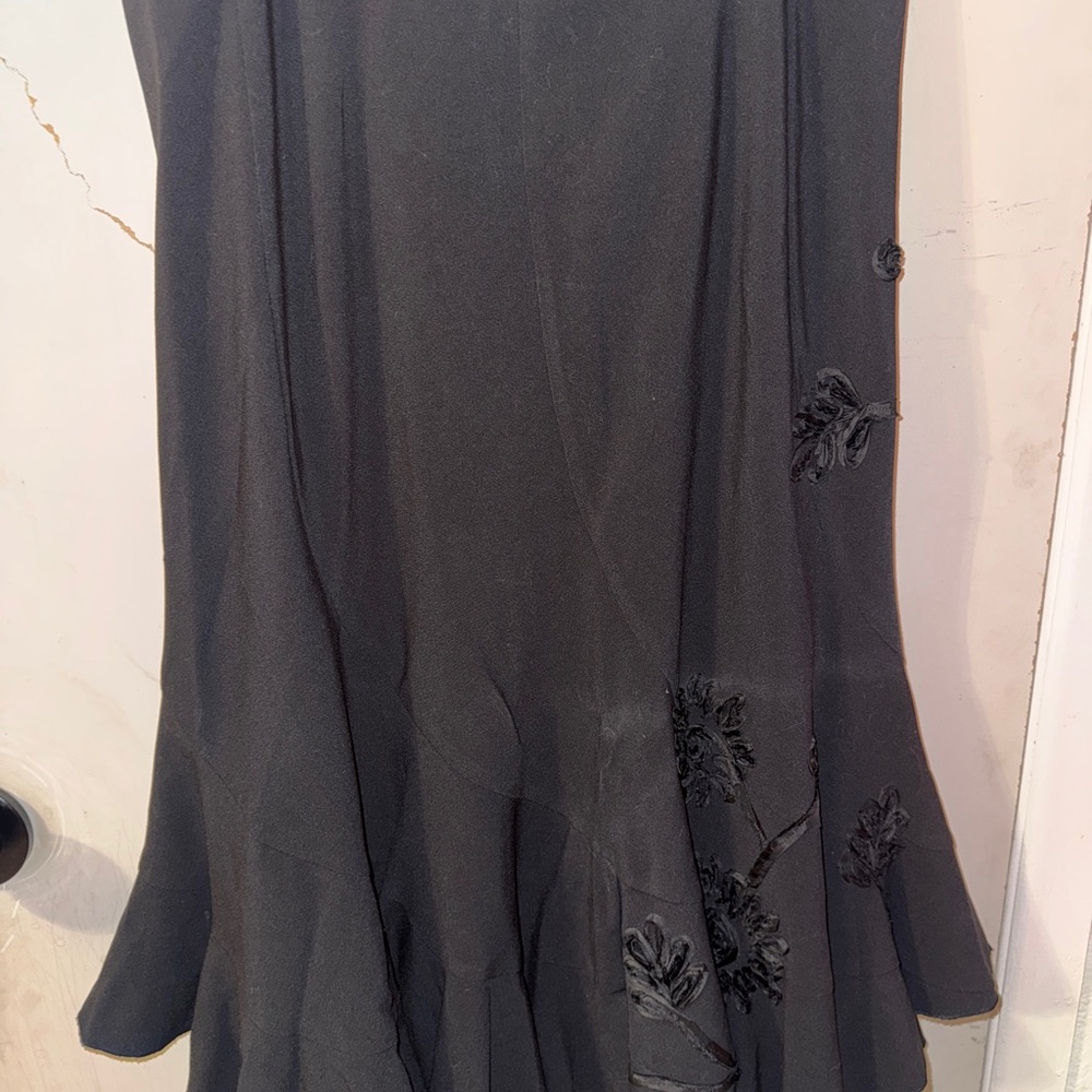Black Flared Embroidered Skirt